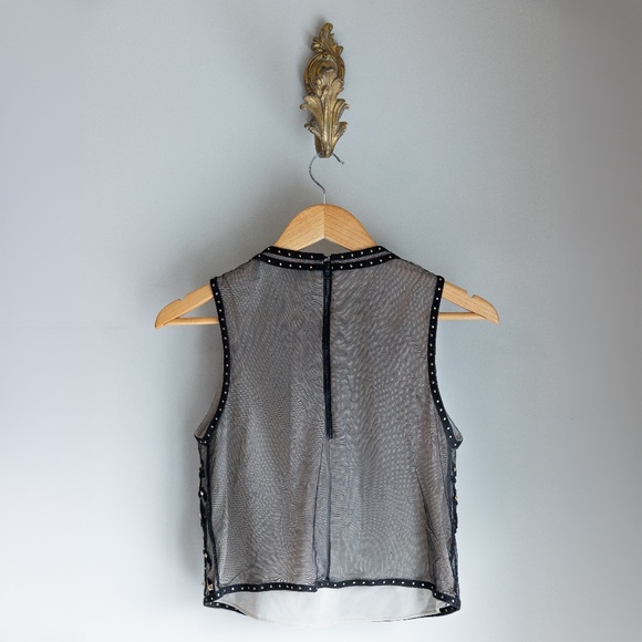 Alice and Olivia suede and studded embroidered top Size 0 - Picture 2 of 3